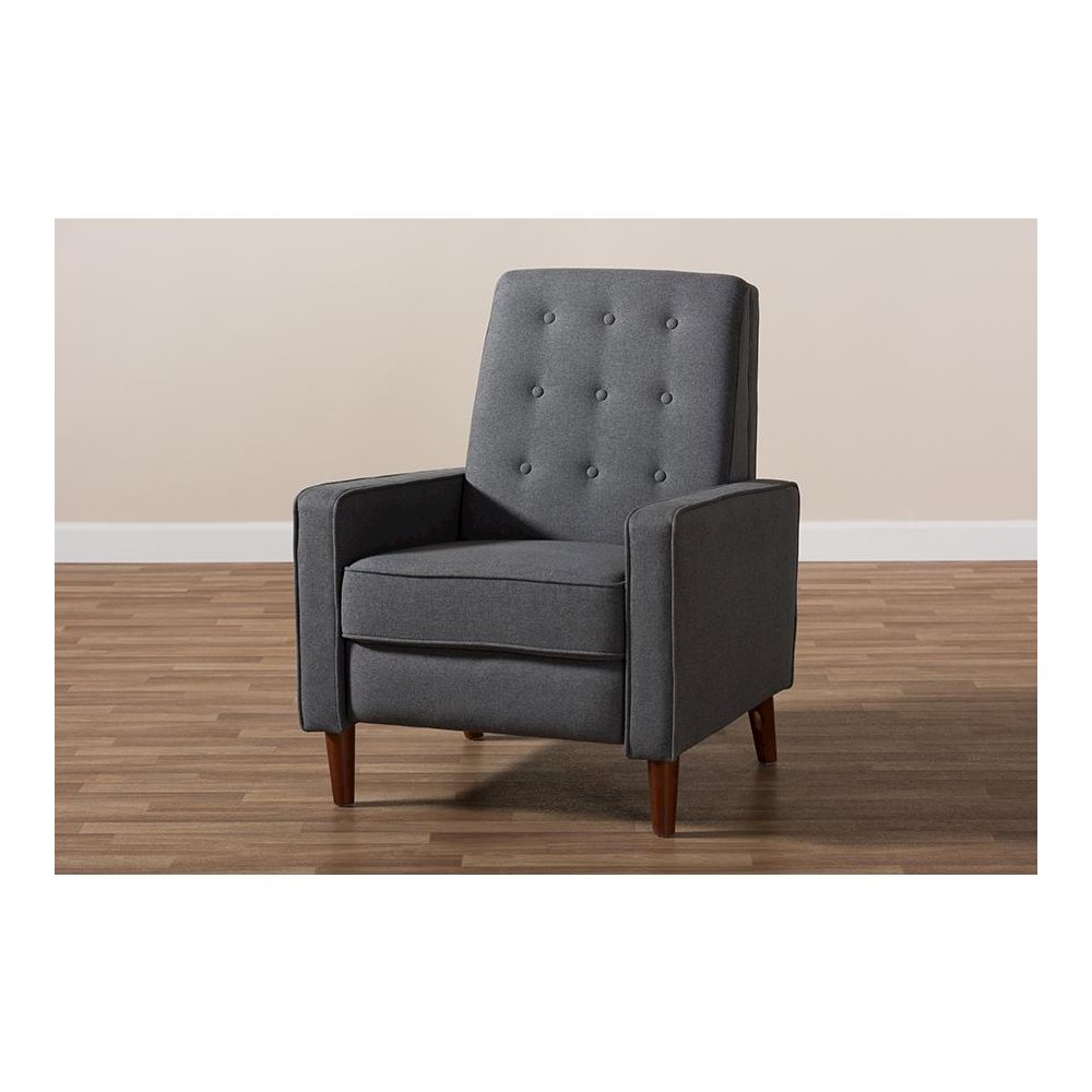 Mathias Mid-century Modern Grey Fabric Upholstered Lounge Chair. Picture 12