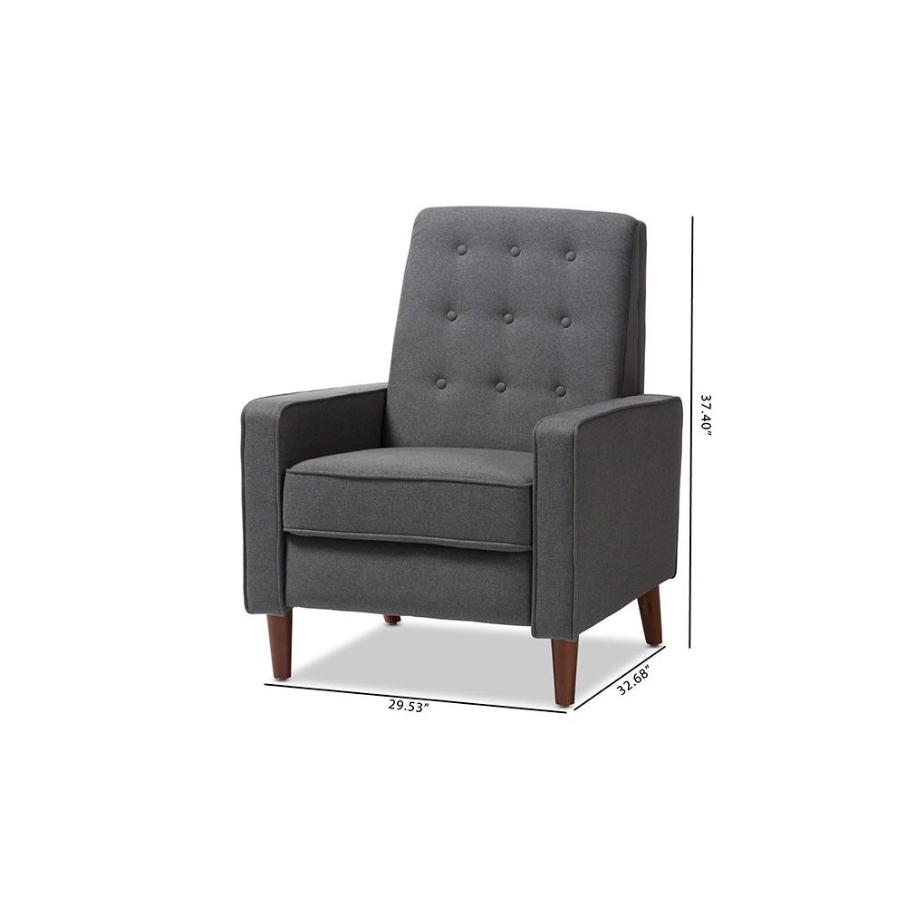 Mathias Mid-century Modern Grey Fabric Upholstered Lounge Chair. Picture 13