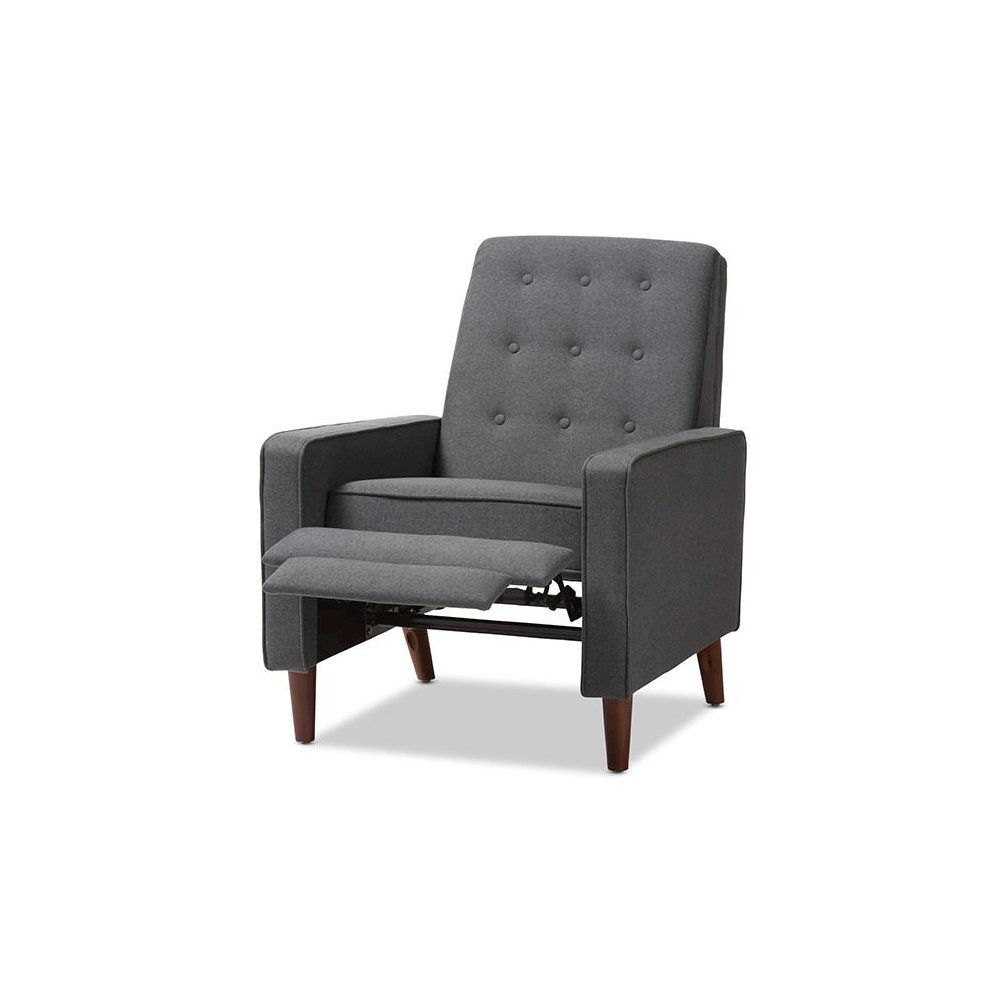 Mathias Mid-century Modern Grey Fabric Upholstered Lounge Chair. Picture 3