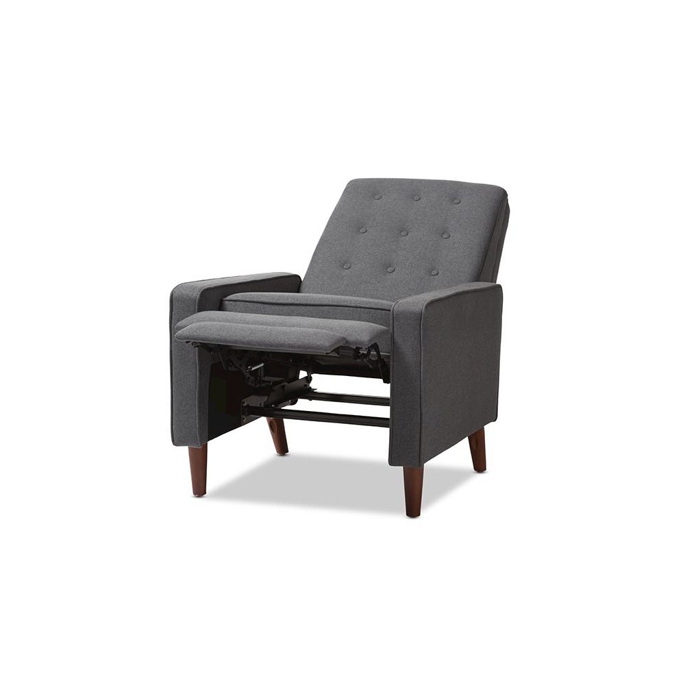 Mathias Mid-century Modern Grey Fabric Upholstered Lounge Chair. Picture 4