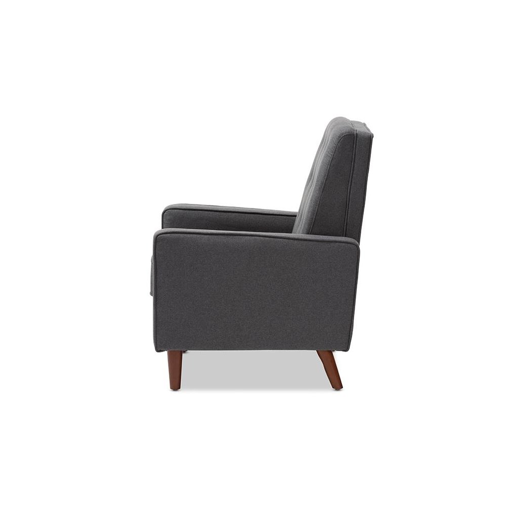 Mathias Mid-century Modern Grey Fabric Upholstered Lounge Chair. Picture 6