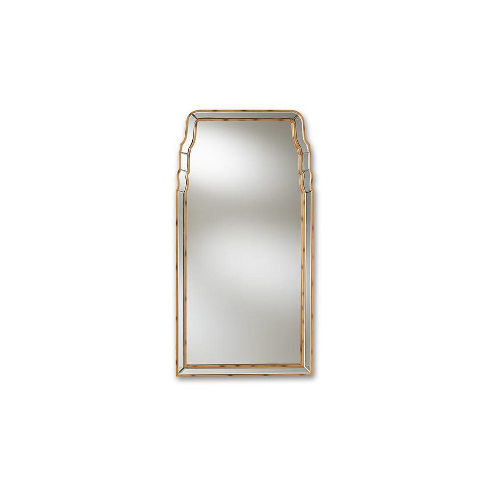 Alice Modern and Contemporary Queen Anne Style Antique Gold Finished Accent Wall Mirror. Picture 4
