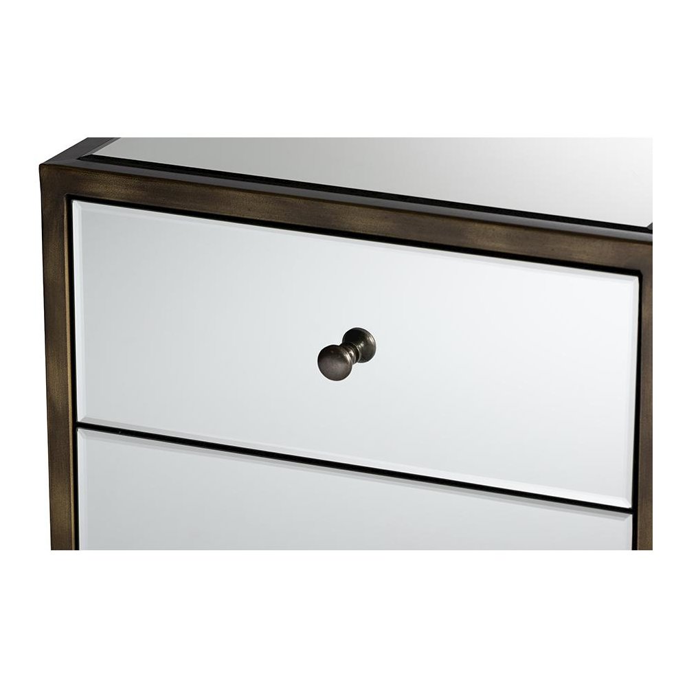 Hollywood Regency Glamour Style Mirrored 3-Drawer End Table. Picture 4