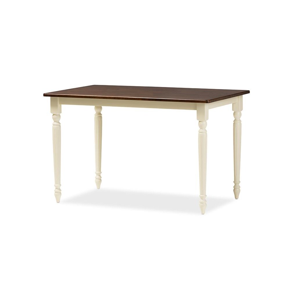 Napoleon French Country Cottage Buttermilk and "Cherry" Brown Finishing Wood Dining Table "Cherry" Brown/Cream. Picture 1