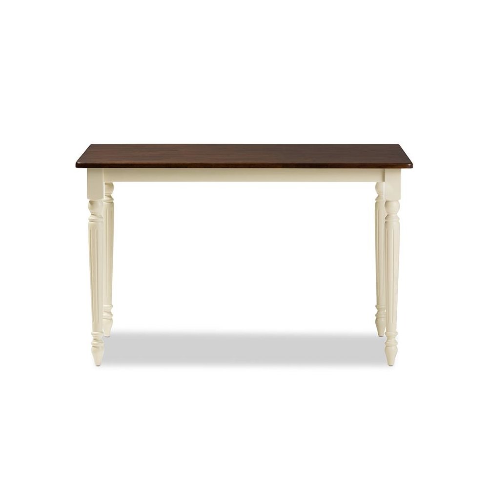Napoleon French Country Cottage Buttermilk and "Cherry" Brown Finishing Wood Dining Table "Cherry" Brown/Cream. Picture 2