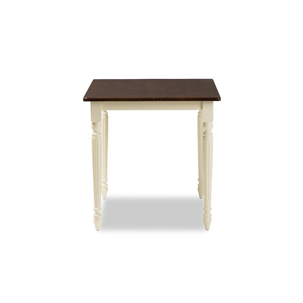 Napoleon French Country Cottage Buttermilk and "Cherry" Brown Finishing Wood Dining Table "Cherry" Brown/Cream. Picture 3