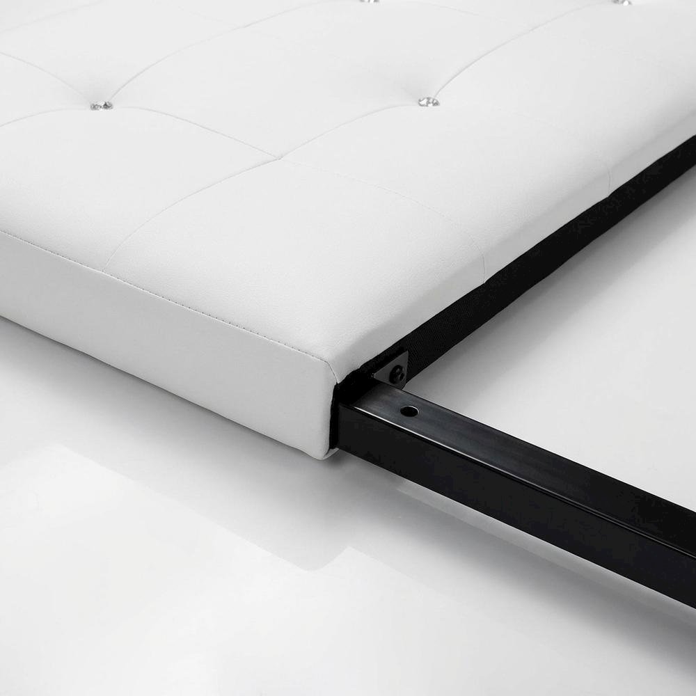 White Faux Leather Headboard Queen Size with PU Foam Padding and Wood Frame. Picture 5