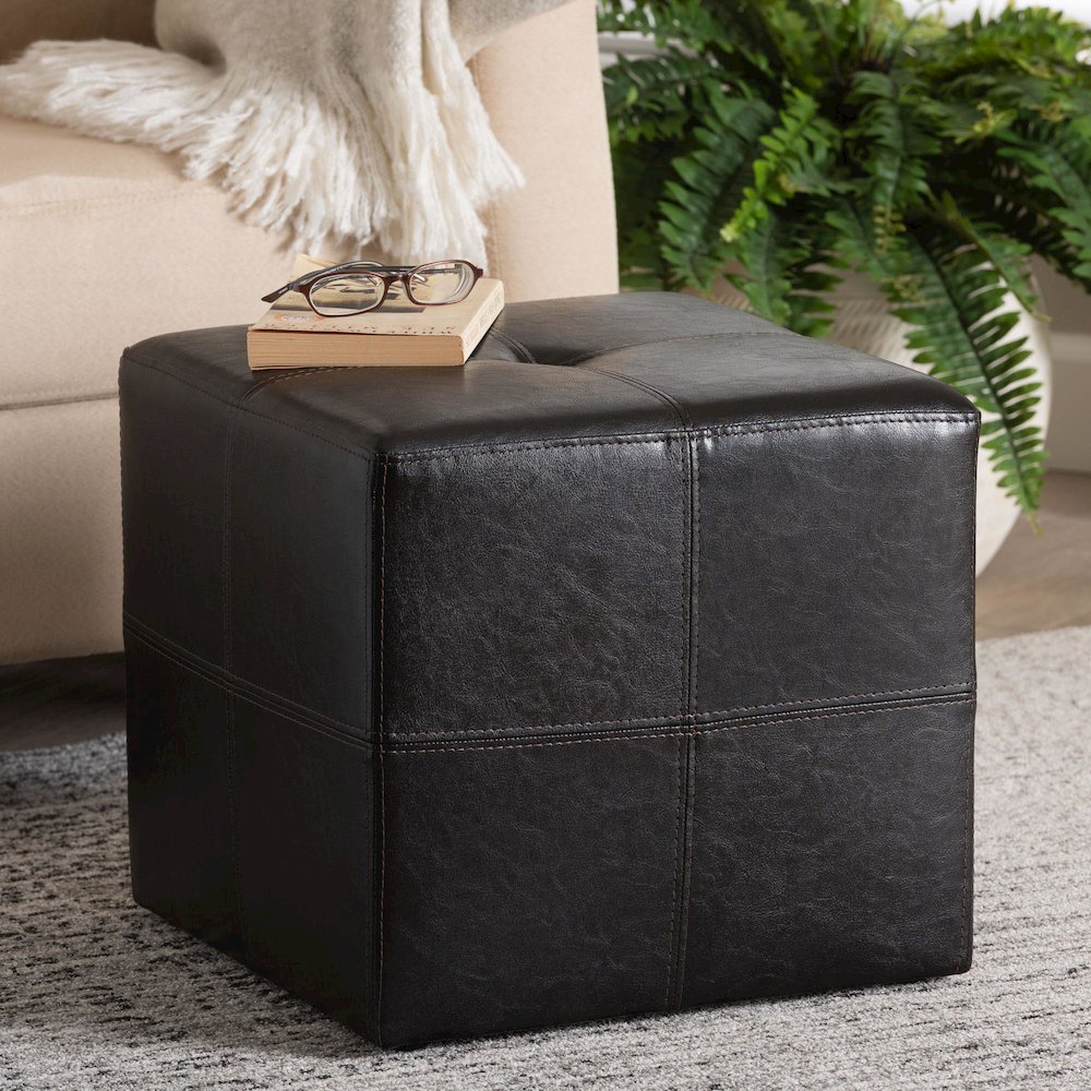 Baxton Studio Nox Dark Brown Ottoman. Picture 6