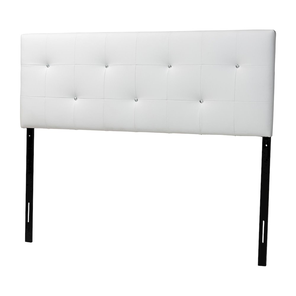 Dalini Modern and Contemporary Full White Faux Leather Headboard. Picture 1