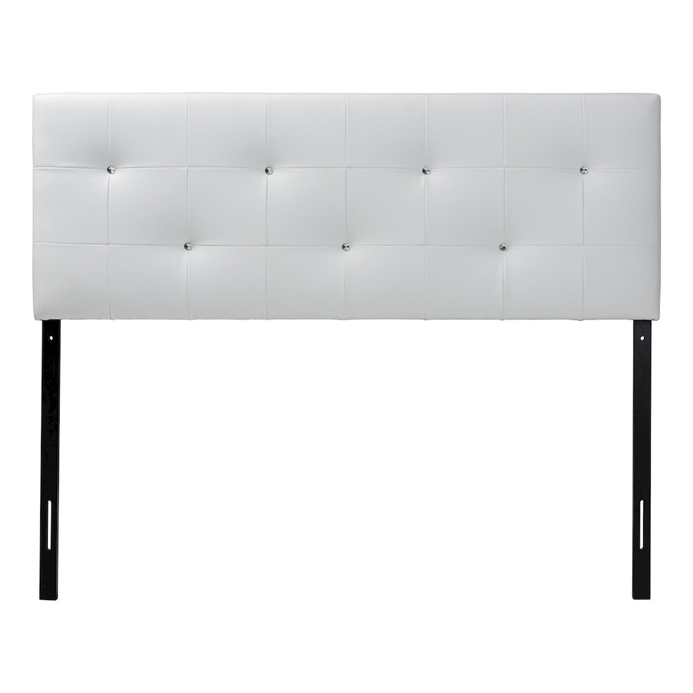 Dalini Modern and Contemporary Full White Faux Leather Headboard. Picture 3