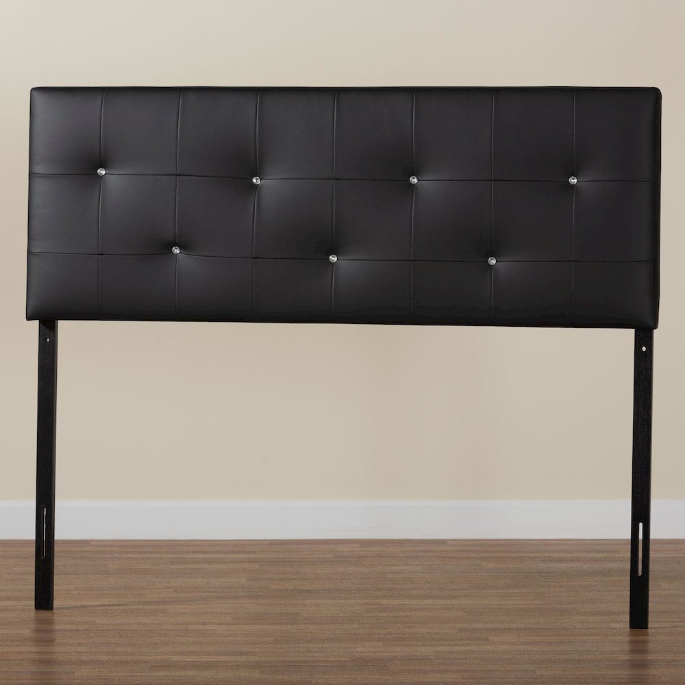 Dalini Modern and Contemporary Full Black Faux Leather Headboard. Picture 5