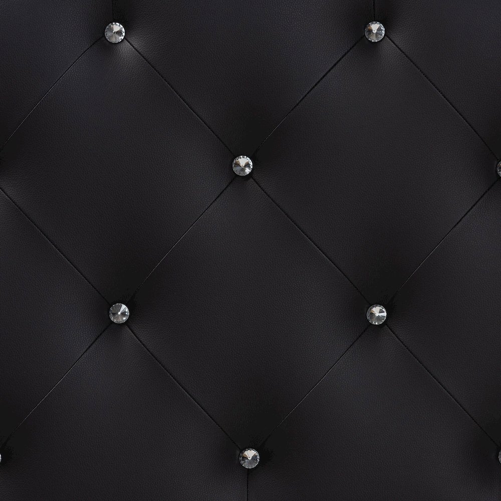 Queen Size Black Faux Leather Upholstered Button-tufted Scalloped Headboard. Picture 4