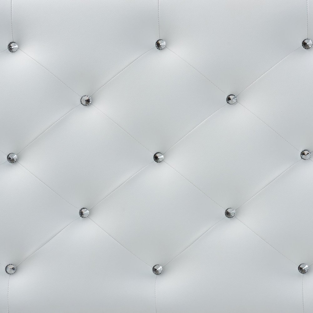 White Faux Leather Upholstered Button-tufted Queen Size Headboard. Picture 4