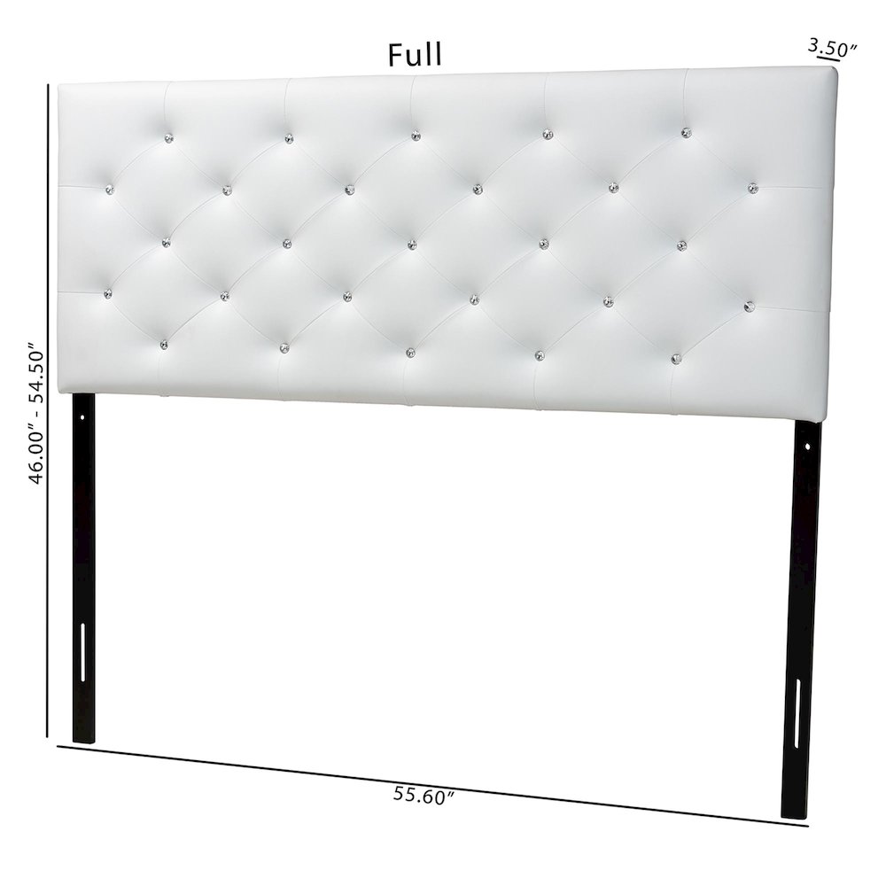 White Faux Leather Upholstered Button-tufted Queen Size Headboard. Picture 7