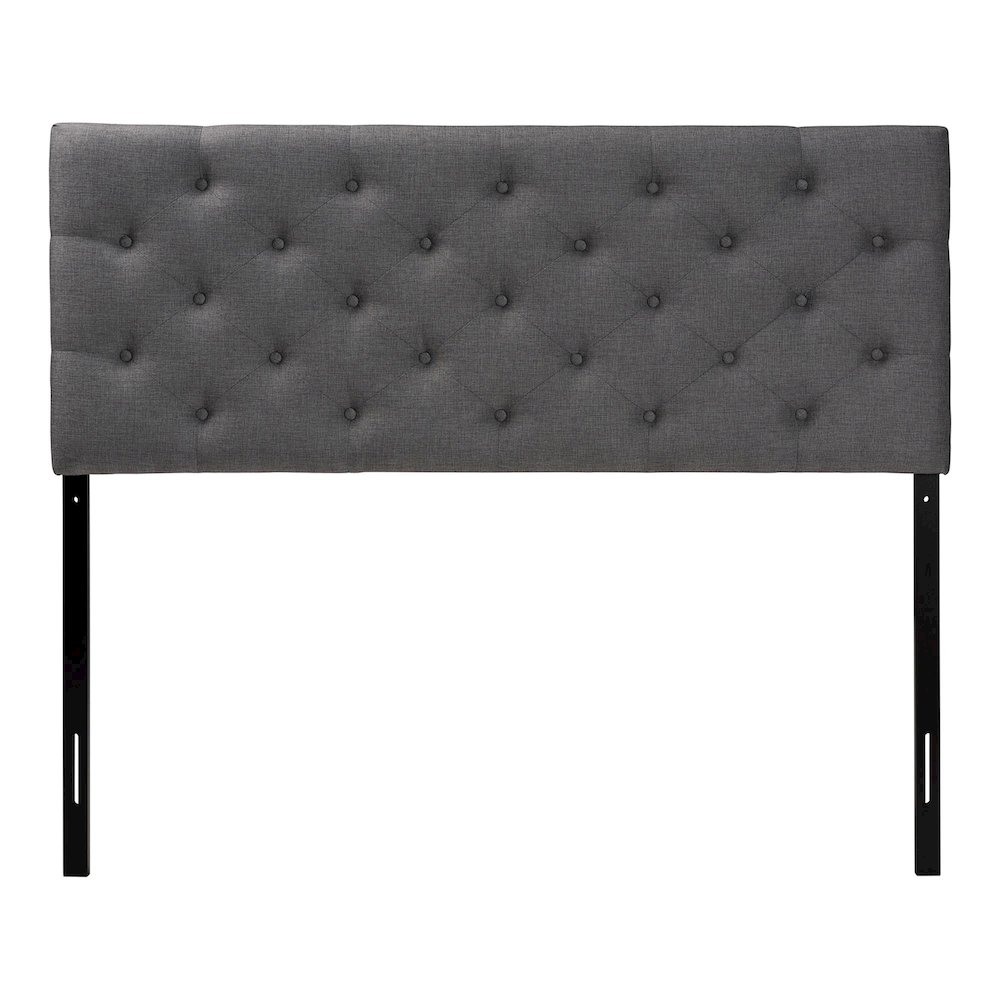 Grey Fabric Upholstered Button-tufted Queen Size Headboard. Picture 3