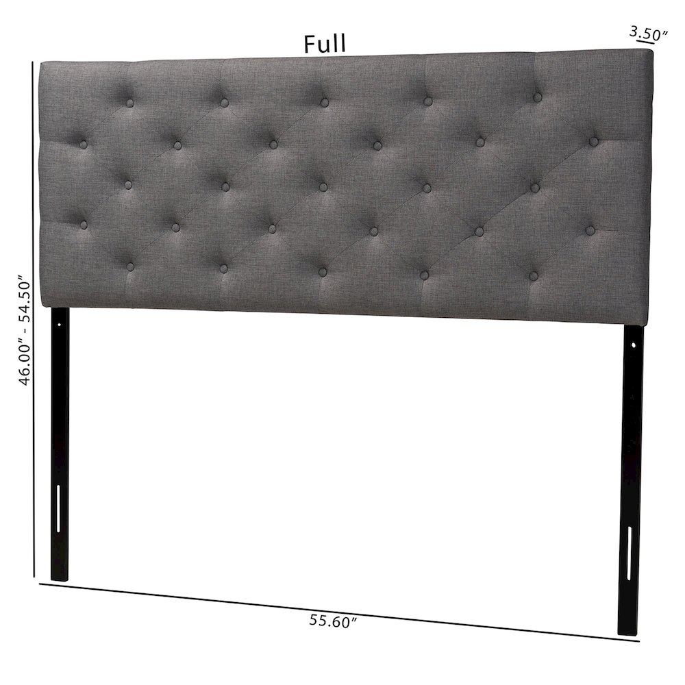 Grey Fabric Upholstered Button-tufted Queen Size Headboard. Picture 7