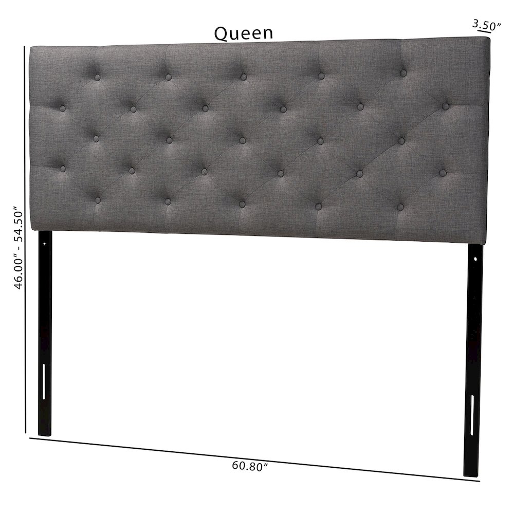 Grey Fabric Upholstered Button-tufted Queen Size Headboard. Picture 8