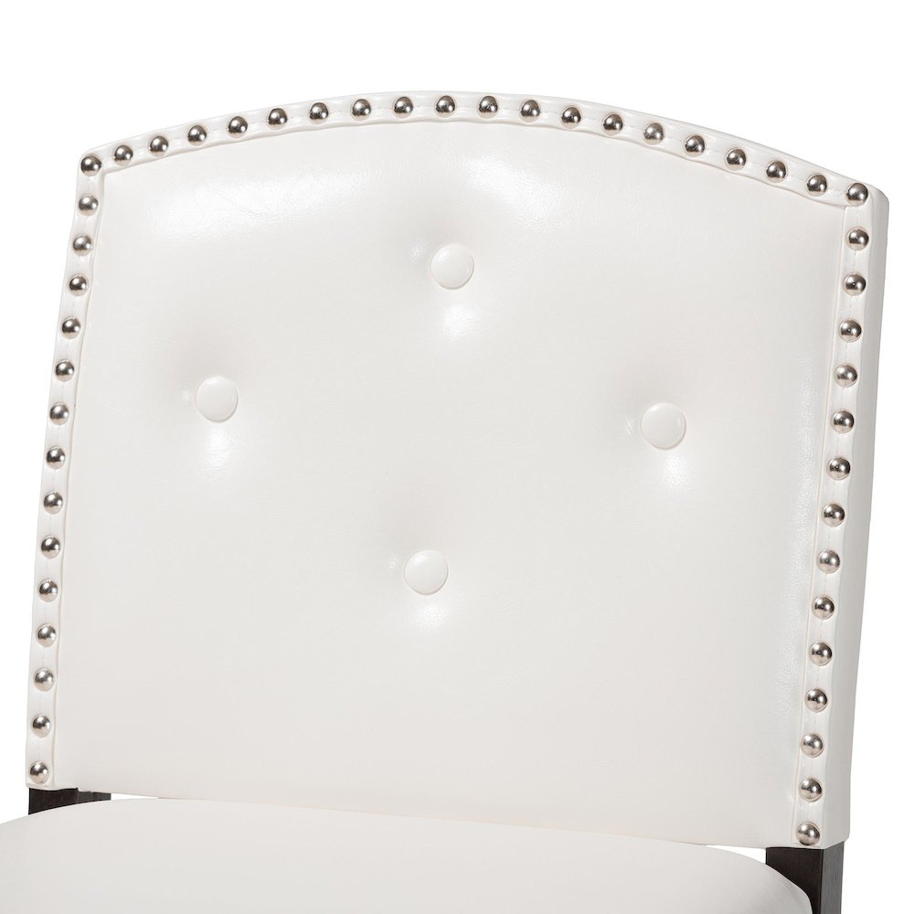 White Faux Leather Button-tufted Upholstered Swivel Bar Stool (Set of 2). Picture 13