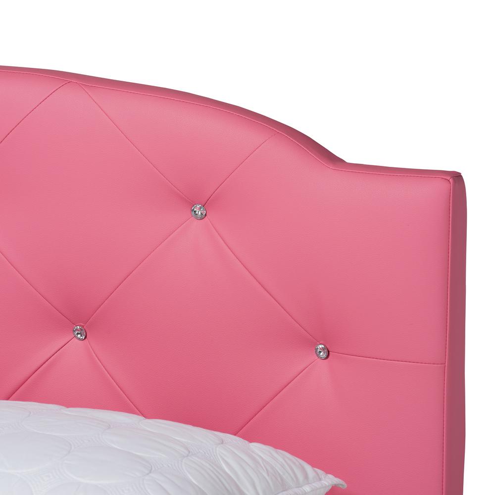 Glam Pink Faux Leather Upholstered Full Size 3-Piece Bedroom Set. Picture 20