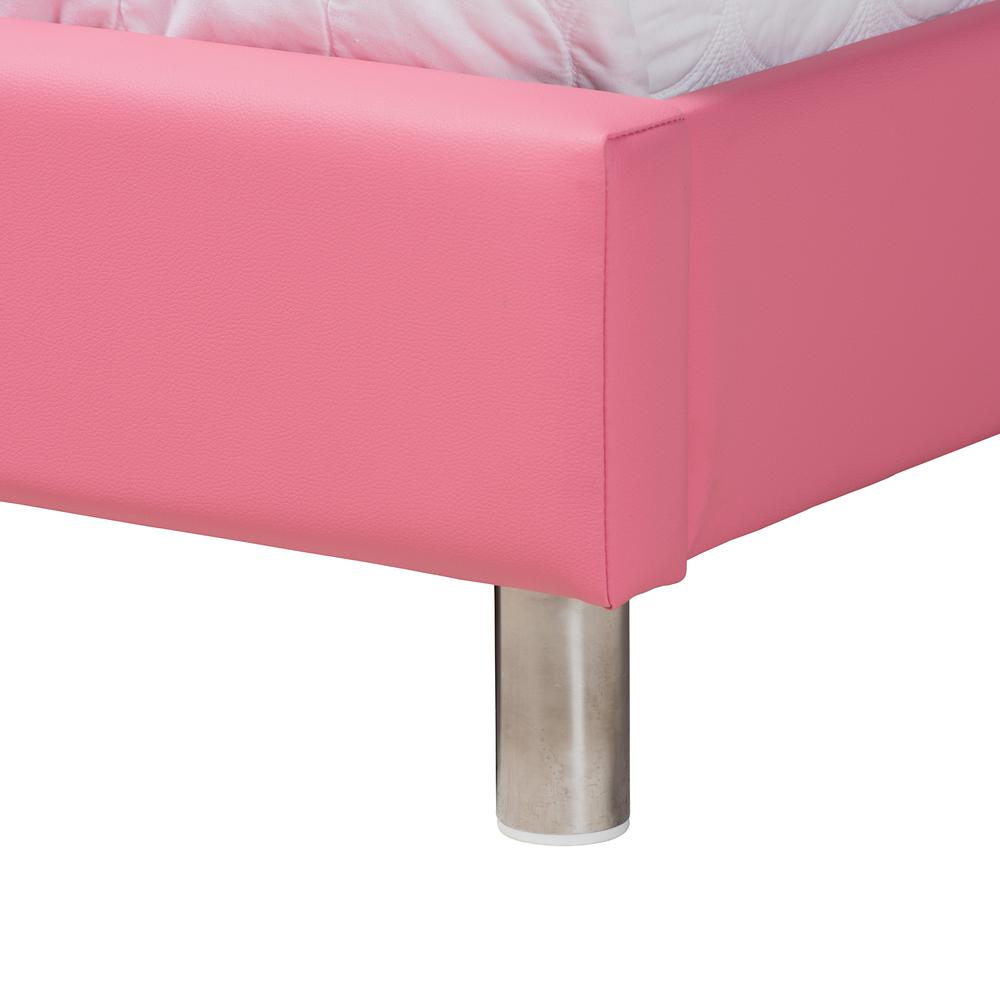 Glam Pink Faux Leather Upholstered Full Size 3-Piece Bedroom Set. Picture 21
