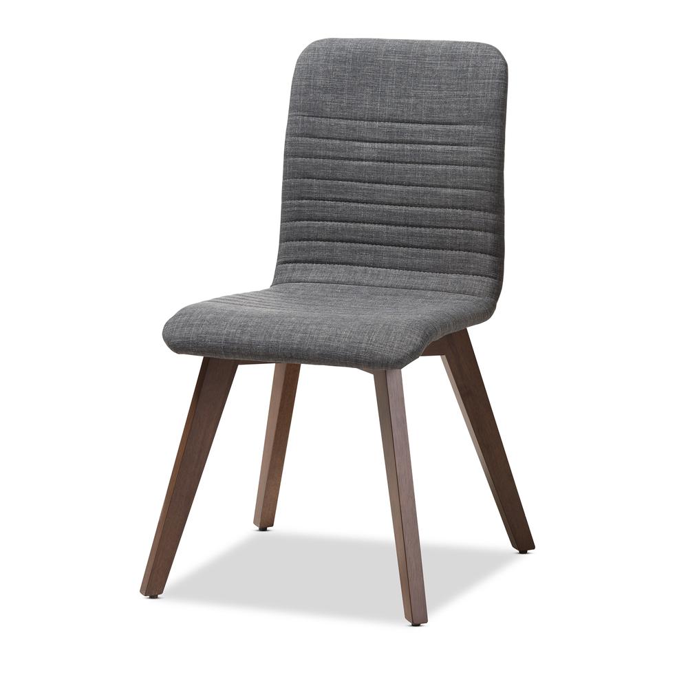 Dark Grey Fabric Upholstered Walnut Wood Finished 5-Piece Dining Set. Picture 8