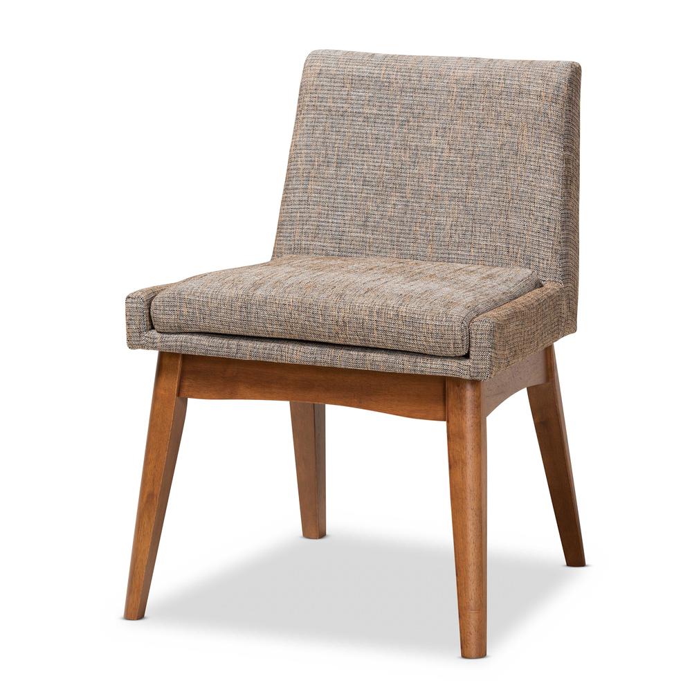 Gravel Fabric Upholstered and Walnut Brown Finished Wood 5-Piece Dining Set. Picture 11