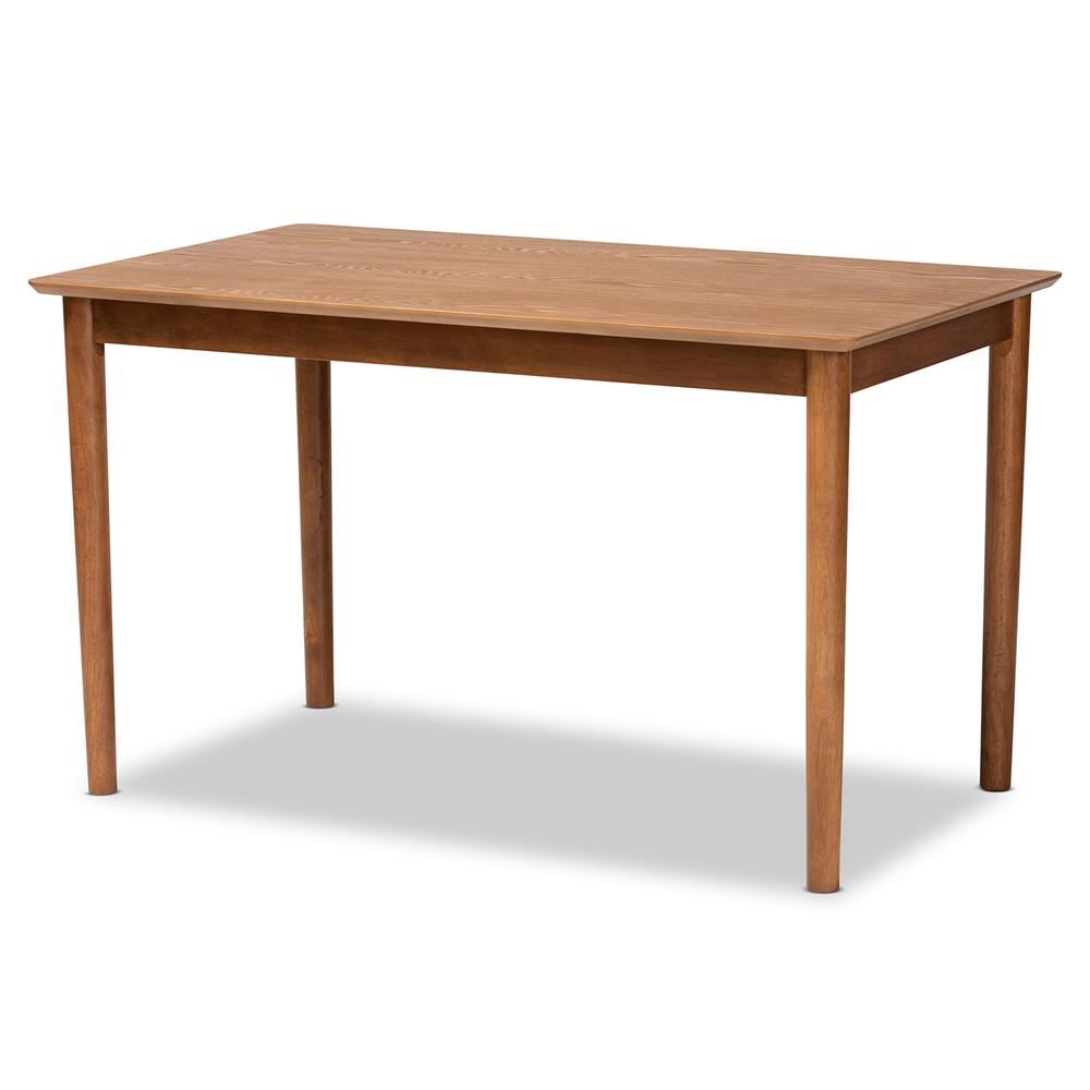 Gravel Fabric Upholstered and Walnut Brown Finished Wood 5-Piece Dining Set. Picture 12