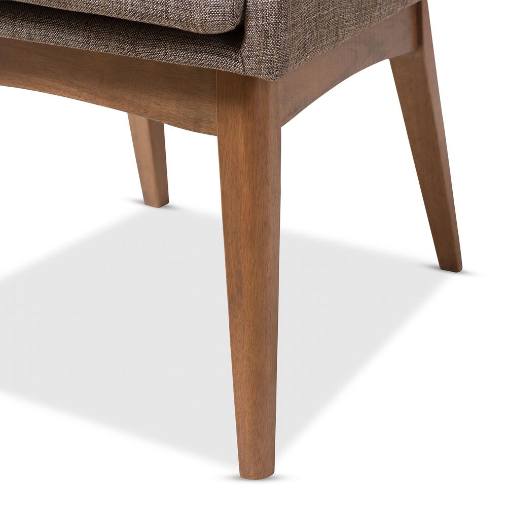 Gravel Fabric Upholstered and Walnut Brown Finished Wood 5-Piece Dining Set. Picture 15