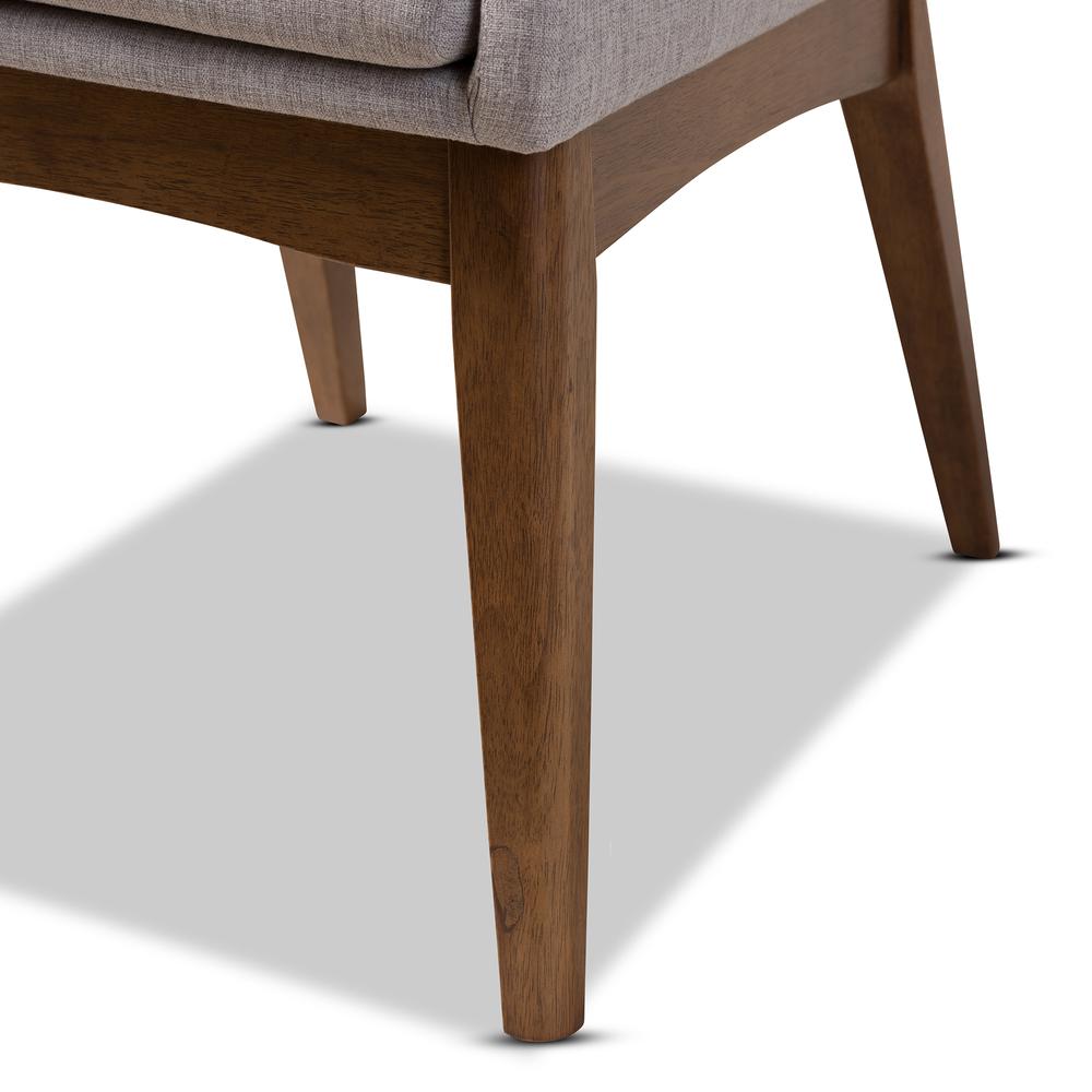Walnut Wood Finishing Greyish Beige Fabric Dining Side Chair (Set of 2). Picture 11