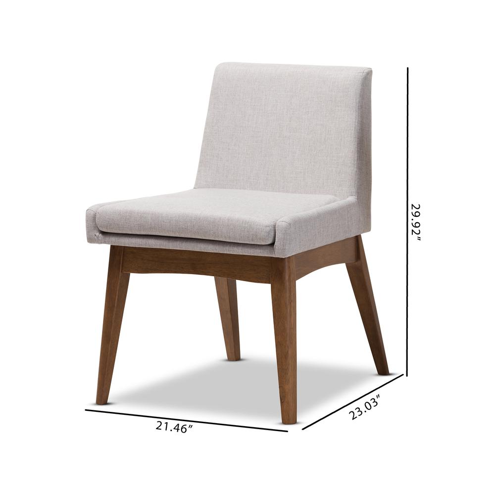 Walnut Wood Finishing Greyish Beige Fabric Dining Side Chair (Set of 2). Picture 14
