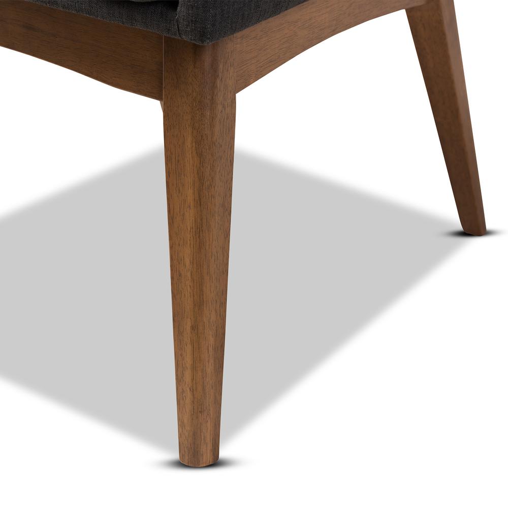 Walnut Wood Finishing Dark Grey Fabric Dining Armchair (Set of 2). Picture 11