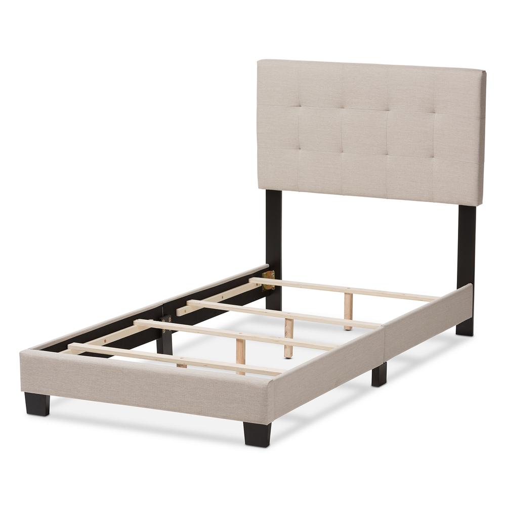 Baxton Studio Brookfield Modern and Contemporary Beige Fabric Twin Size Bed. Picture 11