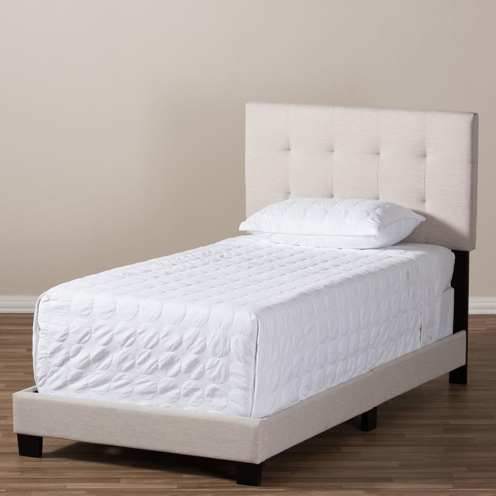 Baxton Studio Brookfield Modern and Contemporary Beige Fabric Twin Size Bed. Picture 15