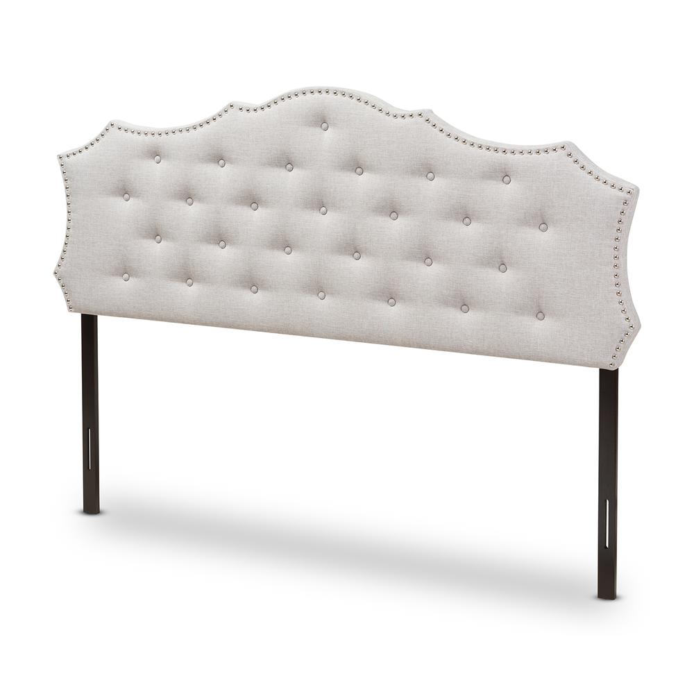 Aurora Modern and Contemporary Greyish Beige Fabric Full Size Headboard. Picture 7