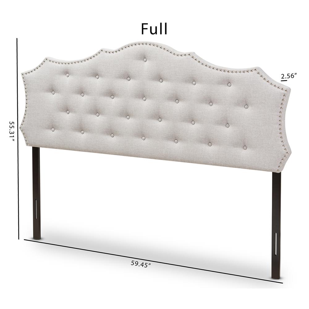 Aurora Modern and Contemporary Greyish Beige Fabric Full Size Headboard. Picture 12