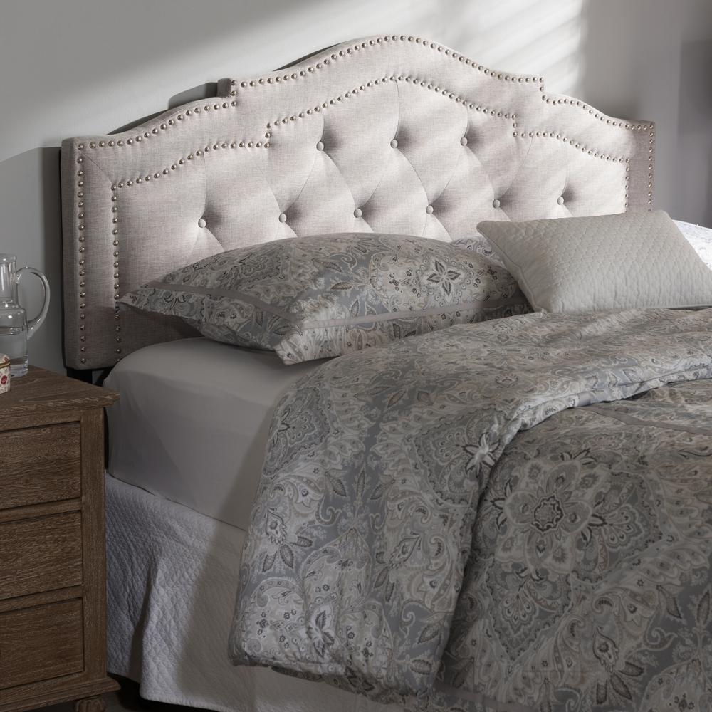 Edith Modern and Contemporary Greyish Beige Fabric Full Size Headboard. Picture 10