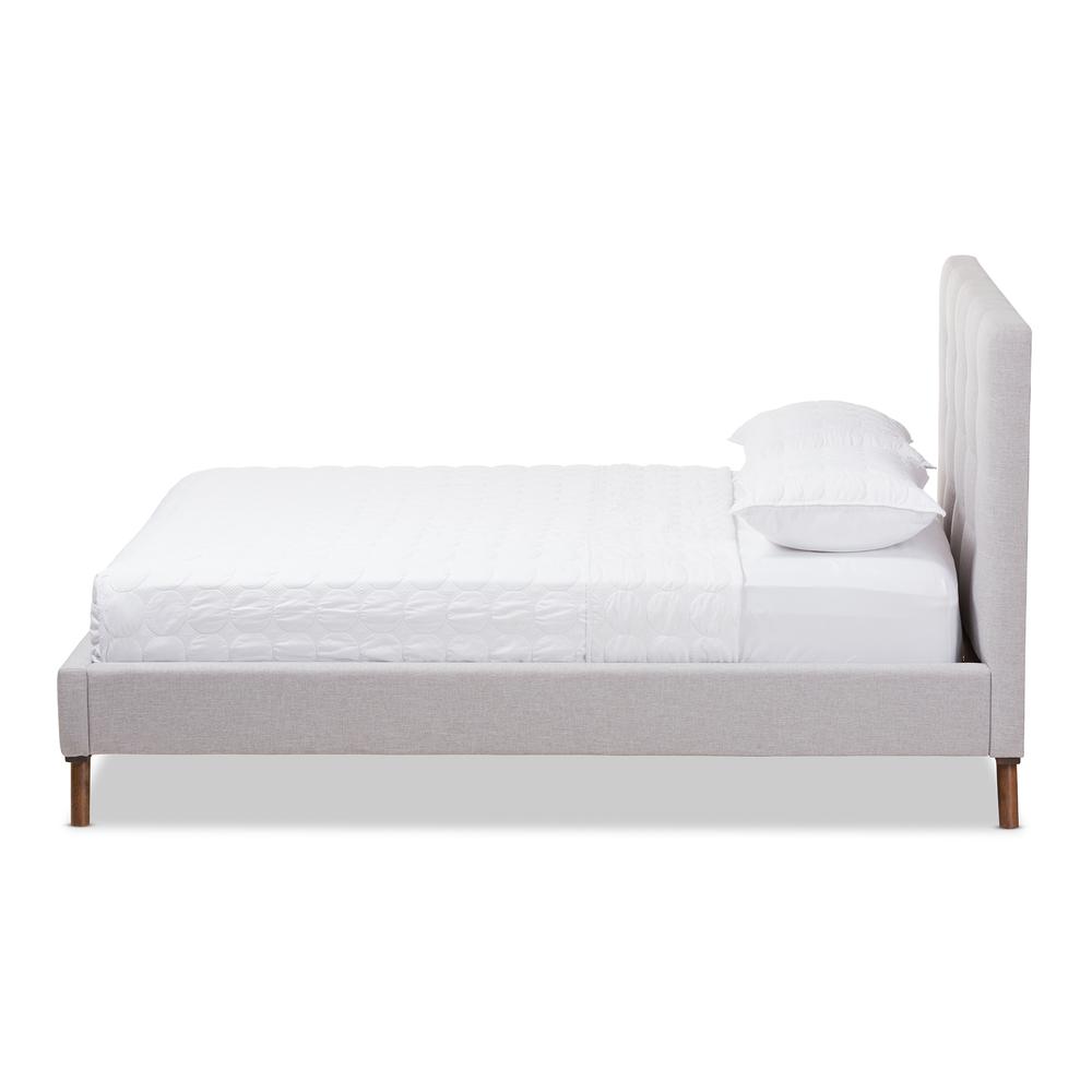 Valencia Mid-Century Modern Greyish Beige Fabric Full Size Platform Bed. Picture 12