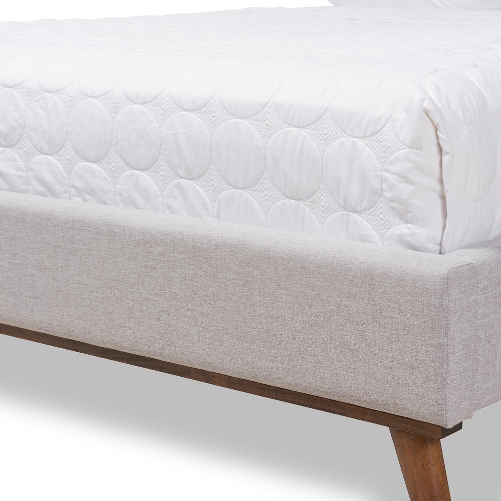 Valencia Mid-Century Modern Greyish Beige Fabric Full Size Platform Bed. Picture 16