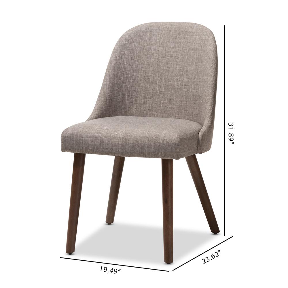 Light Grey Fabric Upholstered Walnut Finished Wood Dining Chair (Set of 2). Picture 16