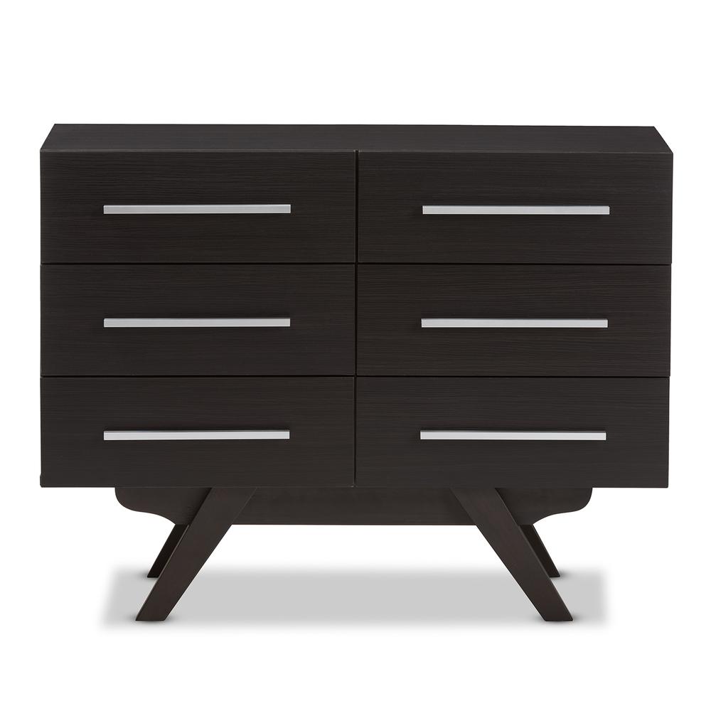 Auburn Mid-Century Modern Espresso Brown Finished Wood 6-Drawer Dresser. Picture 13