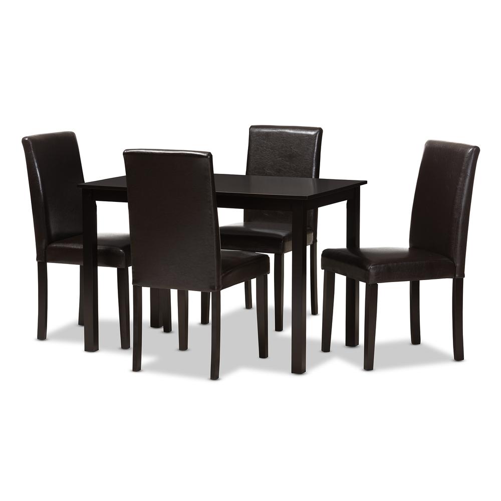 Dark Brown Faux Leather Upholstered 5-Piece Dining Set. Picture 8