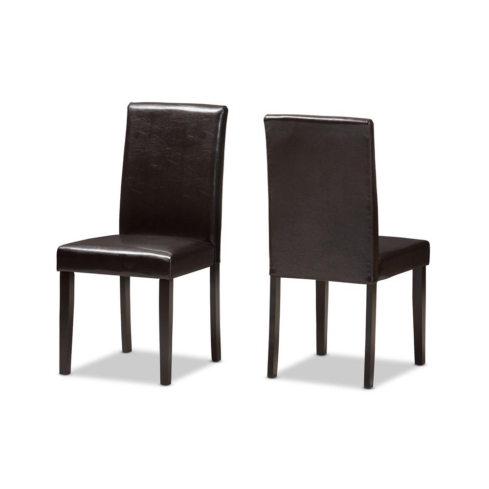 Dark Brown Faux Leather Upholstered 5-Piece Dining Set. Picture 9