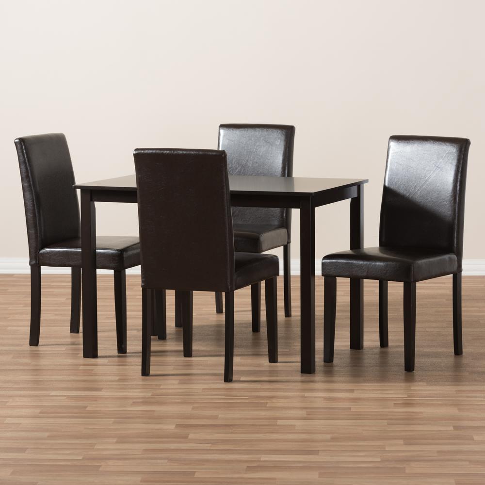 Dark Brown Faux Leather Upholstered 5-Piece Dining Set. Picture 13