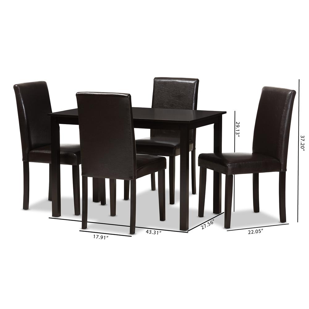 Dark Brown Faux Leather Upholstered 5-Piece Dining Set. Picture 14