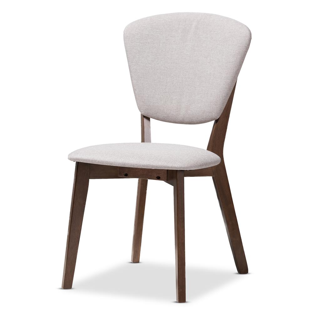 Walnut-Finished Light Grey Fabric Upholstered 5-Piece Dining Set. Picture 8