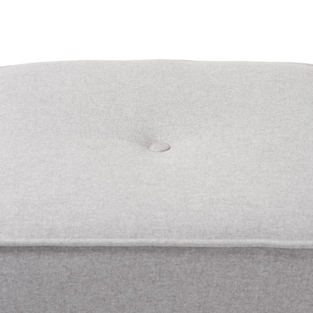 Corinne Modern and Contemporary Light Grey Fabric Upholstered Ottoman. Picture 9