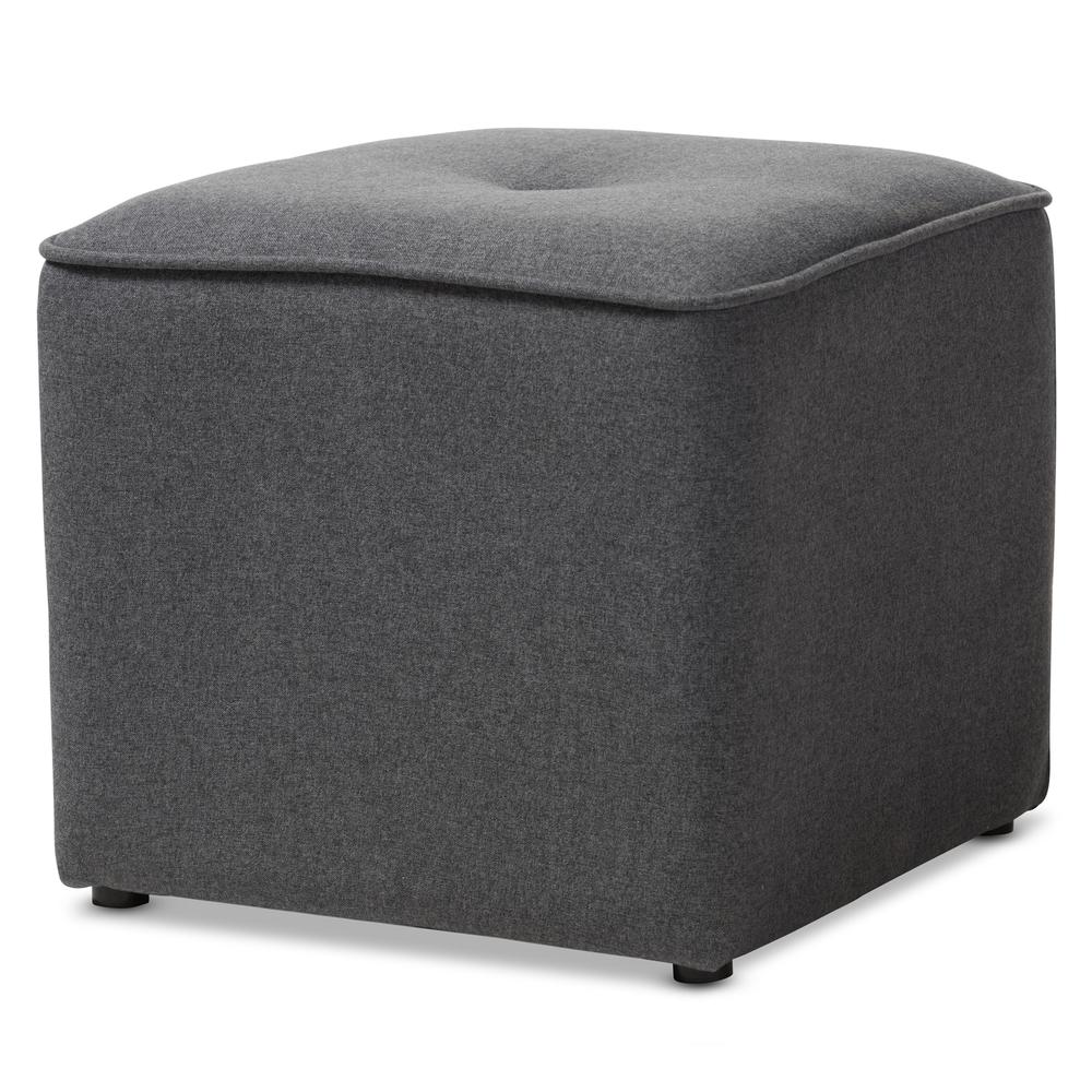 Corinne Modern and Contemporary Dark Grey Fabric Upholstered Ottoman. Picture 7