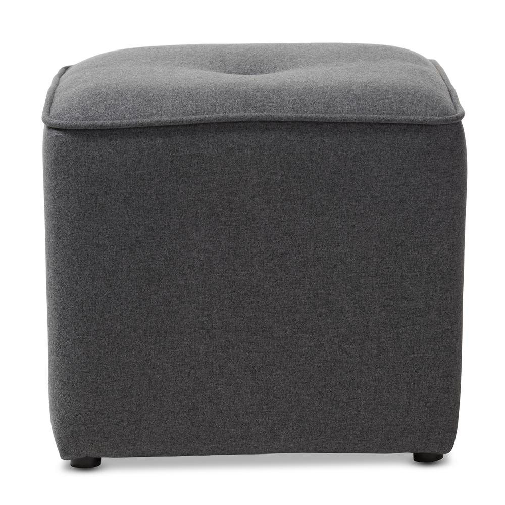 Corinne Modern and Contemporary Dark Grey Fabric Upholstered Ottoman. Picture 8