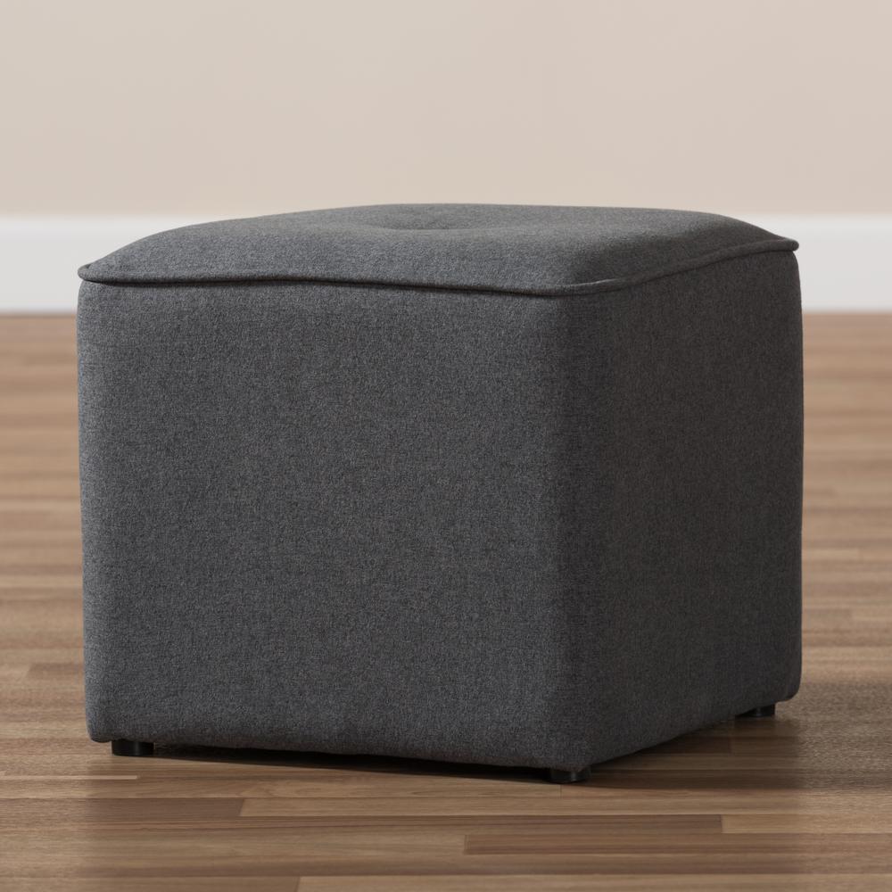 Corinne Modern and Contemporary Dark Grey Fabric Upholstered Ottoman. Picture 11