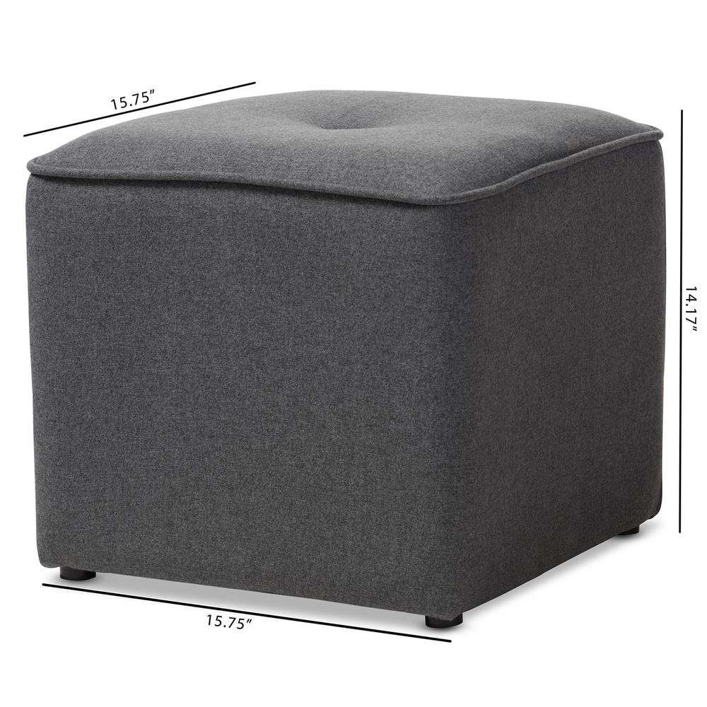 Corinne Modern and Contemporary Dark Grey Fabric Upholstered Ottoman. Picture 12